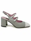 CAREL CAREL PARIS GREY AND WHITE LEATHER BALLET PUMPS