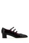 Carel Paris Triple Buckle Almond Toe Block Heel Pumps In Black