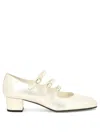 Carel Paris Ariana 45 Kina Mary-jane Pumps In Laminated Leather In White