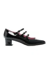 Carel Paris 'kina' Black Mary Janes With Straps And Block Heel In Black
