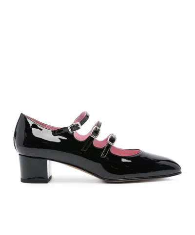 Carel Paris Kina' Black Mary Janes With Straps And Block Heel In Patent Leather