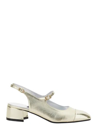 CAREL PARIS 'ISCHIA' METALLIC SLINGBACK PUMPS WITH ADJUSTABLE STRAP