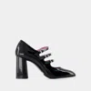 Carel Paris Triple Buckle Strap Block Heel Pumps In Black