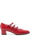 Carel Paris 'kina' Red Mary Janes With Straps And Block Heel In Red