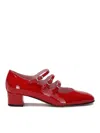 Carel Paris 'kina' Red Mary Janes With Straps And Block Heel In Beige
