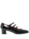 CAREL PARIS 'KINA' BLACK MARY JANES WITH STRAPS AND BLOCK HEEL IN PATENT LEATHER WOMAN