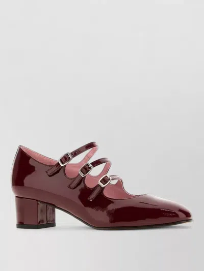 Carel Paris Kina Leather Pumps Block Heel Pointed Toe In Multi