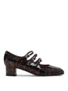 Carel Paris Kina Mary Jane Brown Leopard Patent Leather Pumps In Brown