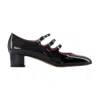 Carel Paris Gold Calf Leather Bos Taurus Mid Heel Pumps In Black