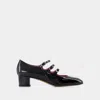 Carel Paris 'kina' Black Mary Janes With Straps And Block Heel In Black