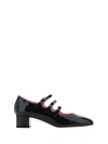 Carel Paris Triple Buckle Almond Toe Block Heel Pumps