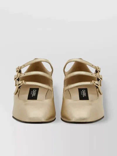 Carel Paris "kina" Triple Buckle Strap Block Heel Pumps