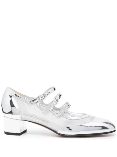 Carel Paris Argent Leopard Kina Mary Jane Patent Leather Pumps In Silver