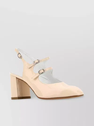 Carel Paris Leather Almond Toe Block Heel Pumps