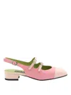 Carel Paris 'abricot' Pink Slingback Mary Janes With Contrasting Toe In Nude & Neutrals
