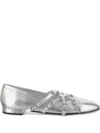 Carel Paris Eloise Leather Ballet Flats In Silver