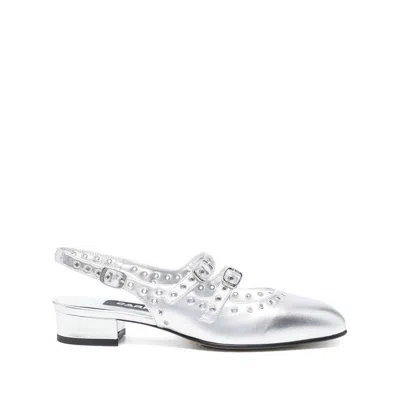 Carel Paris Queen Silver Slingbacks With Embellishments In White