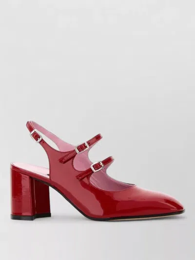 Carel Paris Leather Banana Pumps Block Heel Sling Back In Red