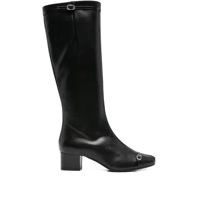 Carel Paris Buckle-detail Leather Boots In Black