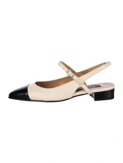 Pre-owned Carel Paris Leather Colorblock Pattern Slingback Flats In Black