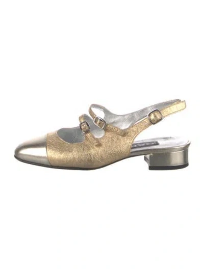 Pre-owned Carel Paris Leather Colorblock Pattern Slingback Pumps In Gold