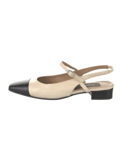 Pre-owned Carel Paris Leather Colorblock Pattern Slingback Pumps In Neutral