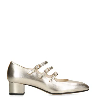 Carel Paris Leather Kina Mary Jane Pumps 40 In Gold