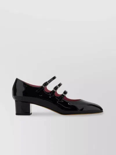 Carel Paris Leather Kina Pumps Block Heel In Black