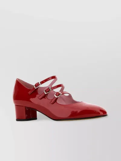 Carel Paris Leather Kina Pumps Block Heel In Red