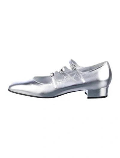 Pre-owned Carel Paris Leather Mary Jane Flats In Silver
