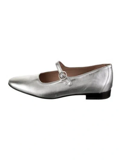 Pre-owned Carel Paris Leather Mary Jane Flats In Silver