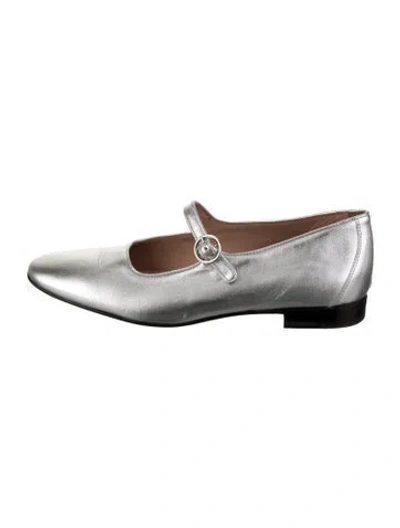 Pre-owned Carel Paris Leather Mary Jane Flats In Silver