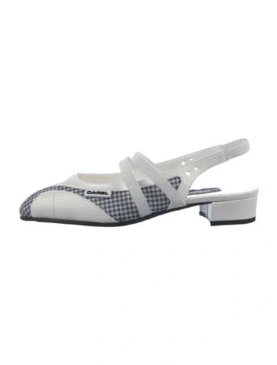 Pre-owned Carel Paris Leather Plaid Print Slingback Flats In Multi