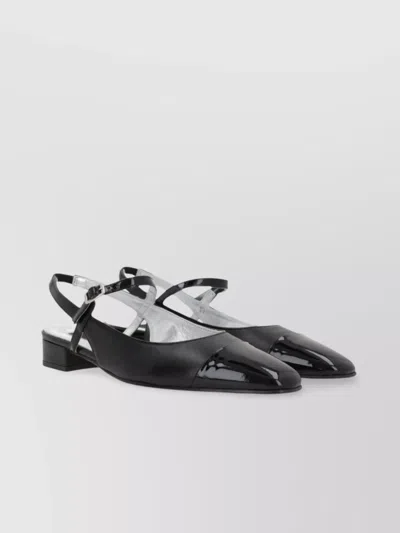CAREL PARIS LEATHER SLINGBACK BALLETS WITH LOW BLOCK HEEL