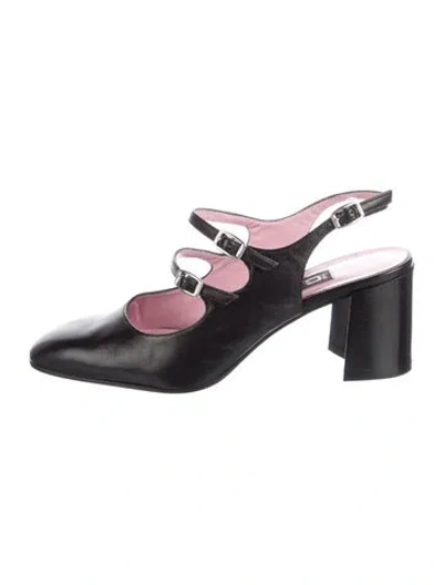 Pre-owned Carel Paris Leather Slingback Pumps In Black