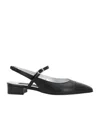 Carel Paris Leather Block Heel Ballerinas With Sling Back In Black