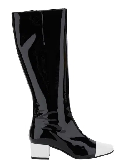 CAREL PARIS 'MALAGA' BLACK BOOTS WITH CONTRASTING TOE IN PATENT LEATHER WOMAN