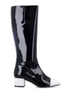 Carel Paris High Block Heel Two-tone Knee Boots In Black