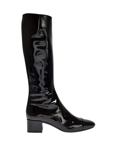 Carel Paris Malaga Boots In Black Patent Leather