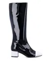 Carel Paris High Block Heel Two-tone Knee Boots In Black