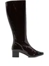 Carel Paris Leather Tall Boots Block Heel In Brown
