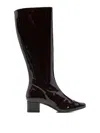 Carel Paris Leather Tall Boots Block Heel In Brown