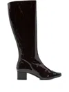 Carel Paris Leather Tall Boots Block Heel In Brown