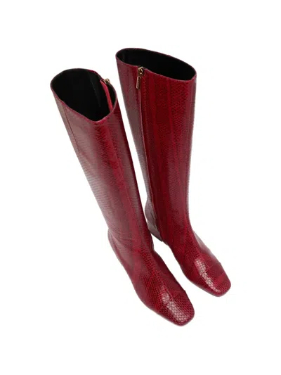 Carel Paris Malaga Snakeskin-effect Boots In Red