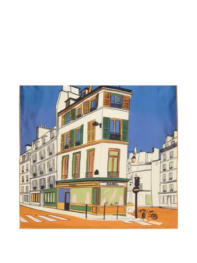 Carel Paris Marais Printed Silk Scarf In White