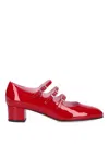 Carel Paris 'kina' Red Mary Janes With Straps And Block Heel In Red