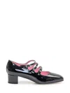Carel Paris Kina' Black Mary Janes With Straps And Block Heel In Patent Leather In Black