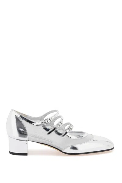 Carel Paris 50mm Metallic-finish Side-buckle Pumps In Silver Laminated