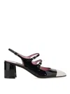 Carel Paris Papaya Patent Leather Slingback Pumps In Black