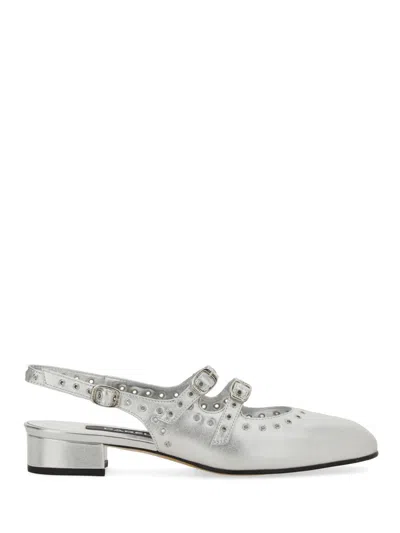 Carel Paris Buckle Embellished Slingback Pumps In Silver